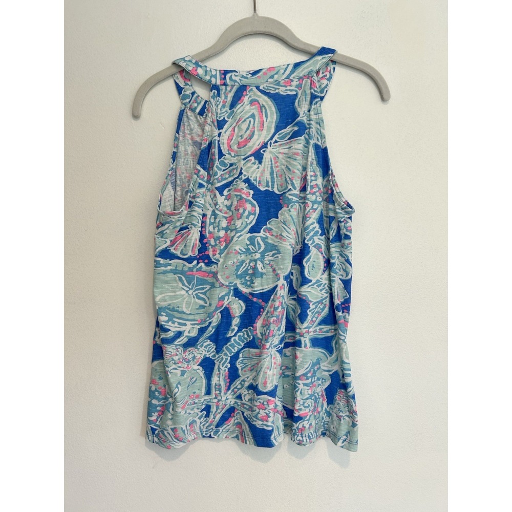 Lilly‎ Pulitzer Arya Tank Into the Deep Women's S Halter Lightweight Blue Pink - Picture 3 of 5